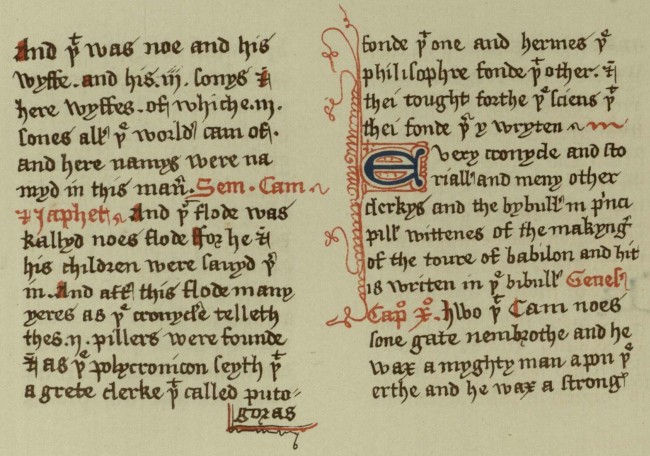 Auszug aus dem Cooke Manuskript, ca. 1450, Zeilen 309-336