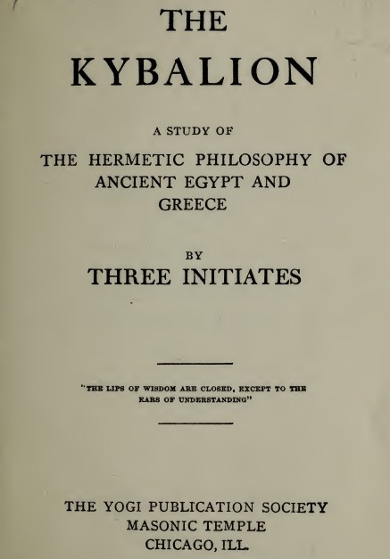 Kybalion, 1908, Titelseite