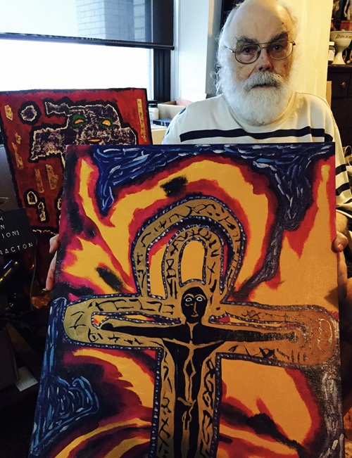 Br. Michael Bertiaux mit seiner Kunst