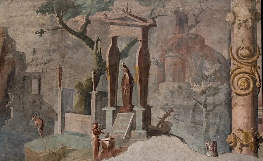 Fresko mit Osiris-Sakophag, Pompeji