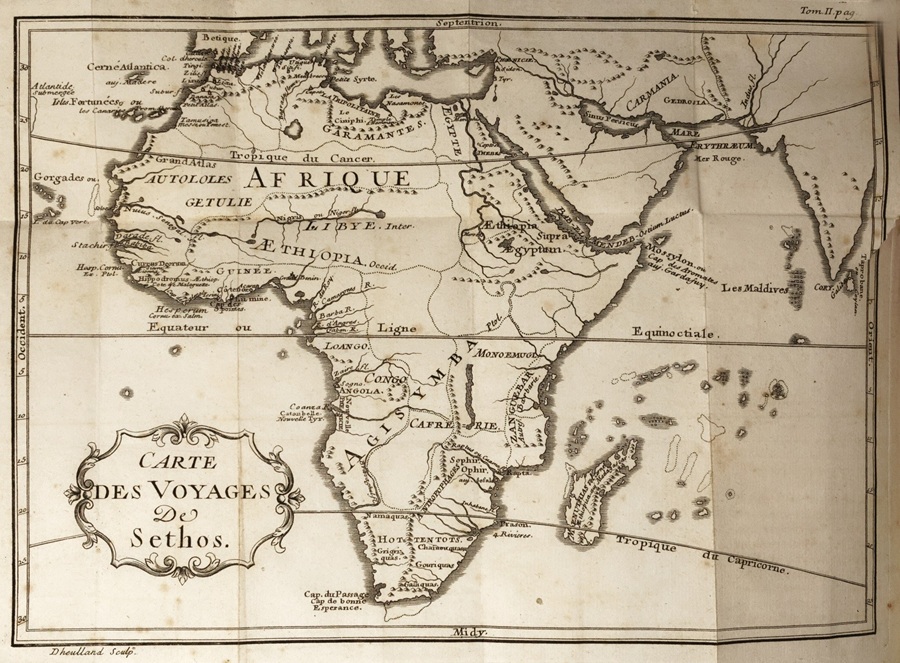 Landkarte in Sethos von Terrasson, 1731.